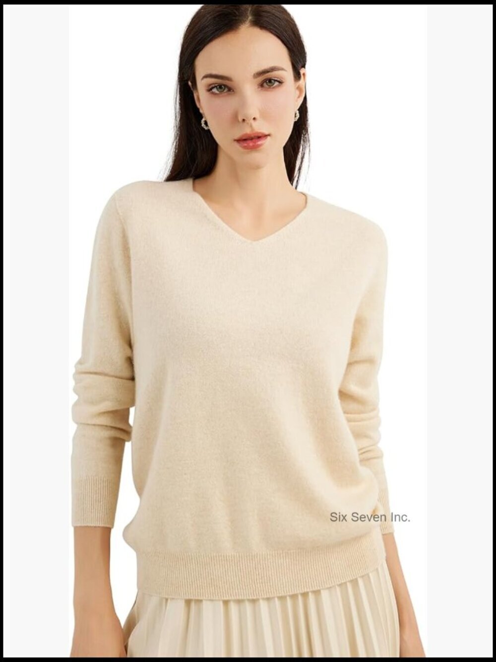 100% Pure Cashmere Women's V-Neck Long Sleeve Pullover Sweater Soft Knit